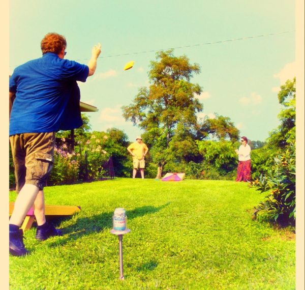 Playing cornhole