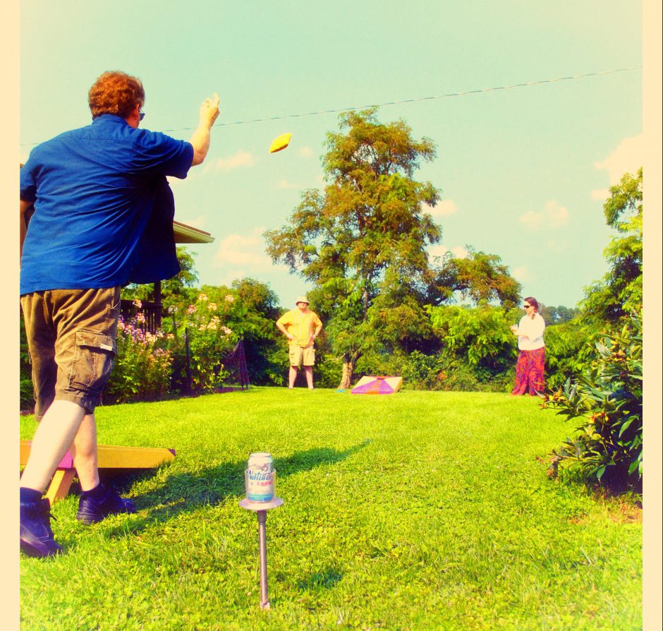 Playing cornhole